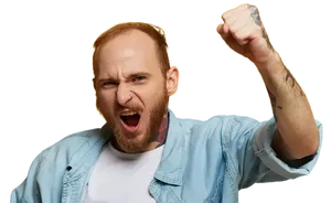 Man in a wheelchair screams angrily shows fist lo 2024 02 06 17 02 30 utc kopie